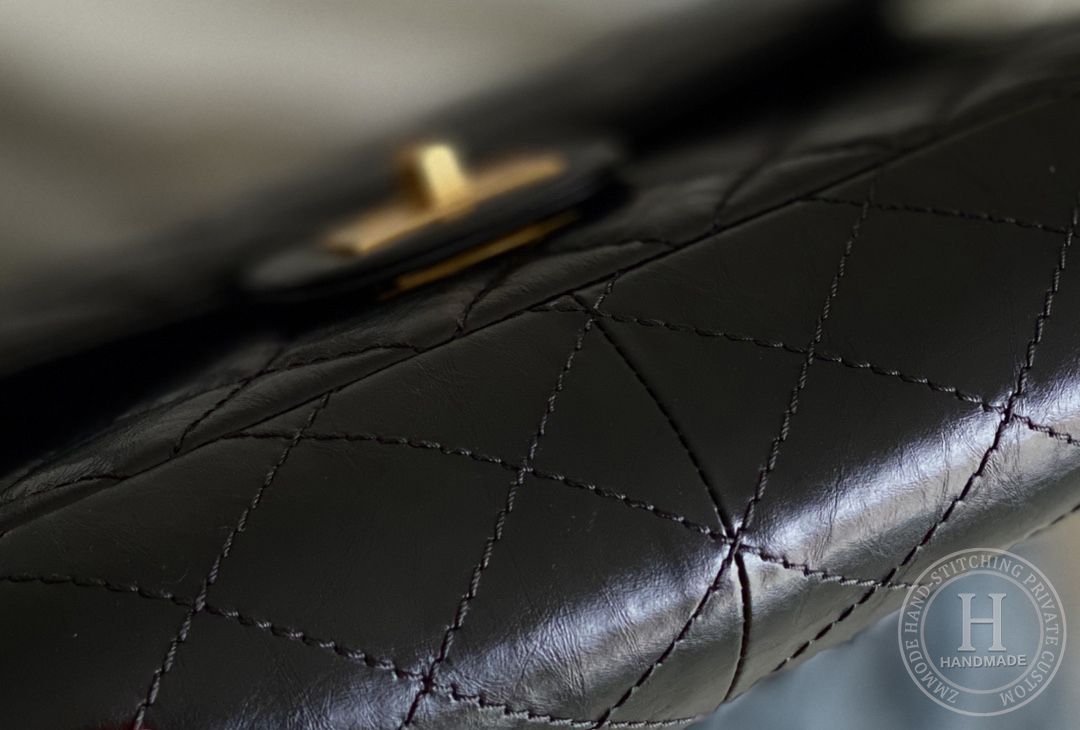 Chanel 2.55 28CM 牛皮 黑色砂金扣