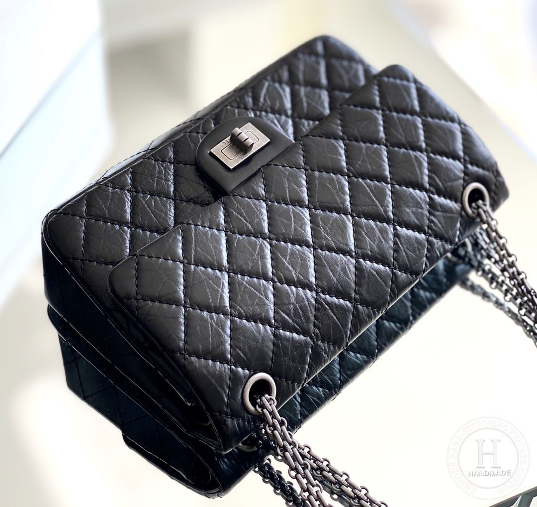 Chanel 2.55 24CM 牛皮 黑色亮金扣-8932