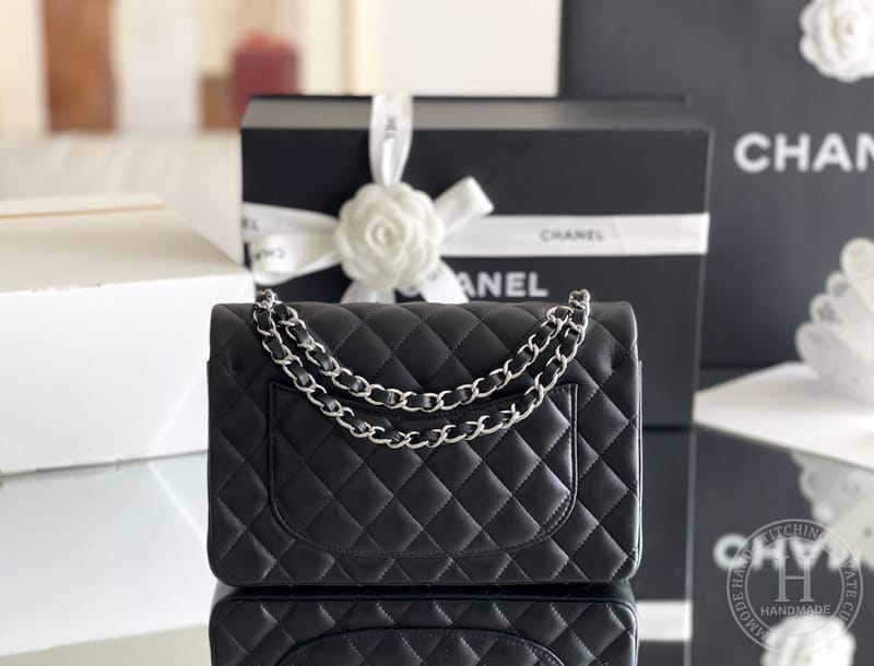CLASSIC FLAP 23× 14.5 × 6 cm ZP LEATHER 牛仔蓝浅金扣-6490