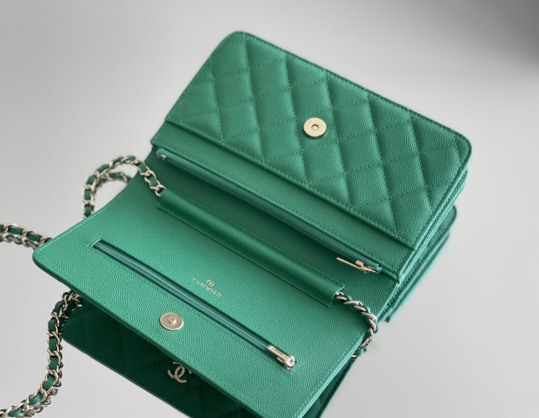 Chanel woc 12 × 19 × 4 cm 绿色浅金扣