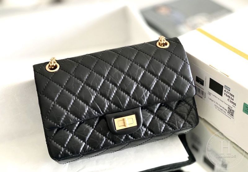 Chanel 2.55 24CM 牛皮 黑色古银扣-9695