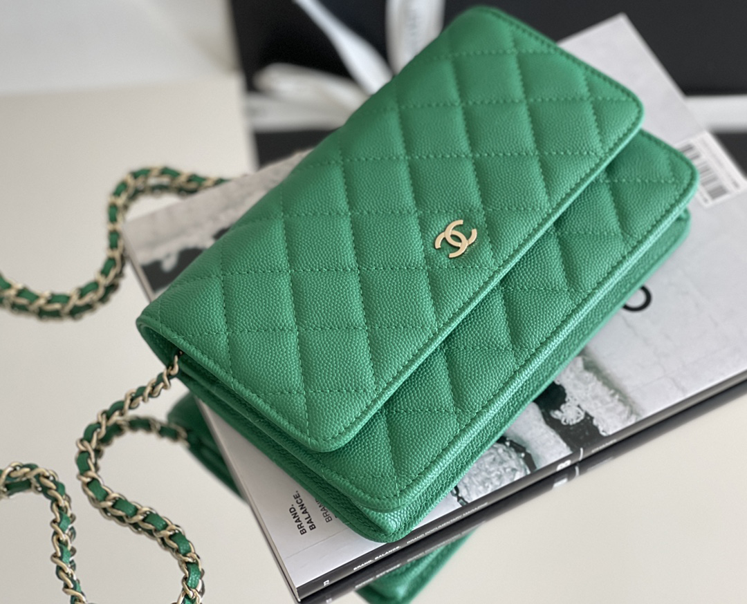 Chanel woc 12 × 19 × 4 cm 绿色浅金扣