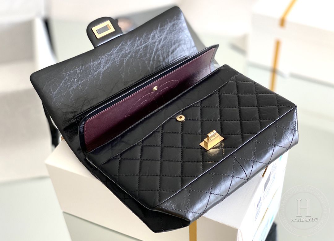 Chanel 2.55 28CM 牛皮 灰色古金扣-7395