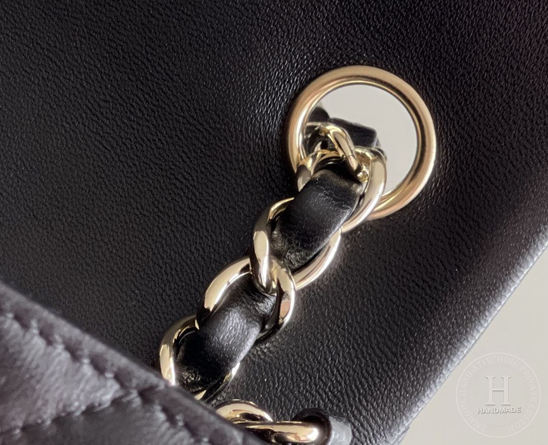 CLASSIC FLAP 12× 20 × 6 cm ZP羊皮 LEATHER 黑色玫瑰金
