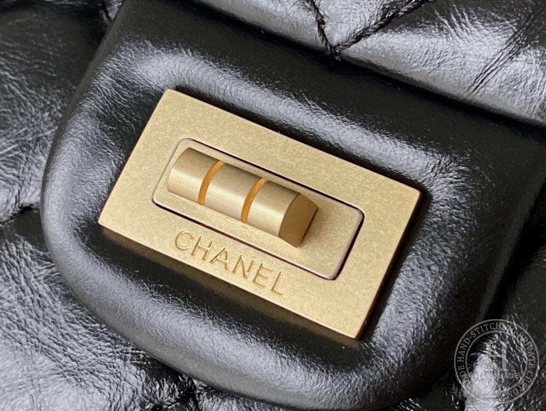 Chanel 2.55 28CM 牛皮 黑色砂金扣