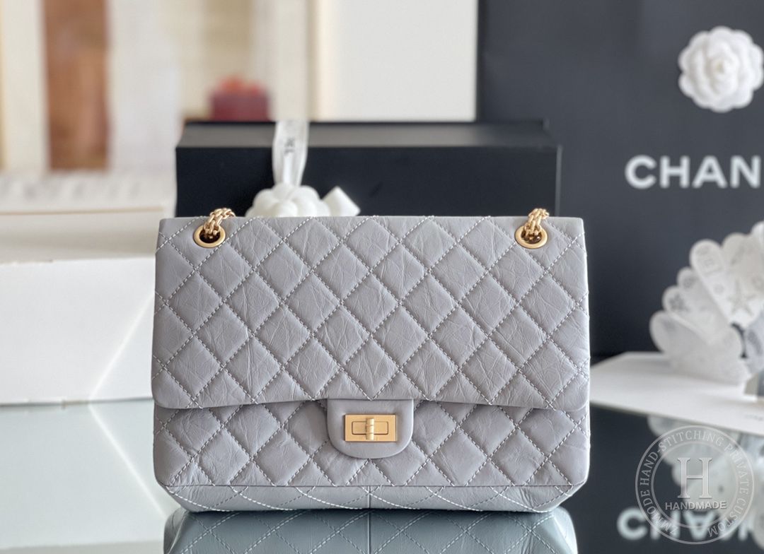 Chanel 2.55 28CM 牛皮 古银金扣