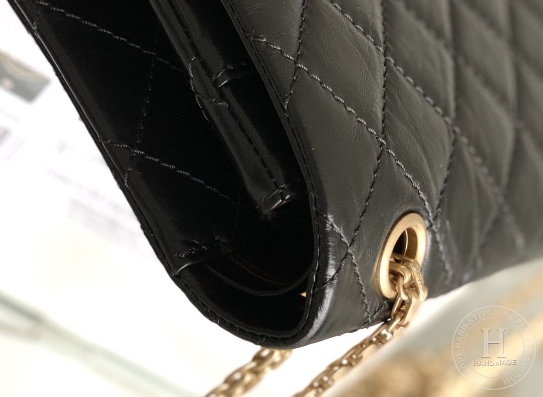 Chanel 2.55 28CM 牛皮 黑色砂金扣