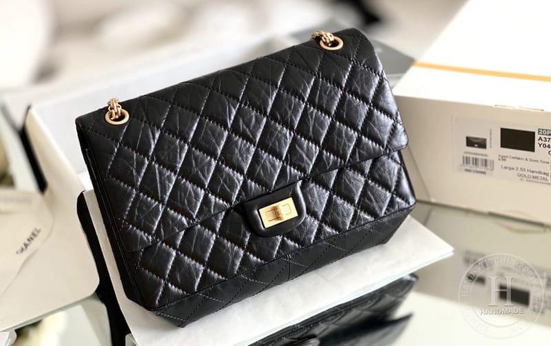 Chanel 2.55 28CM 牛皮 黑色砂金扣