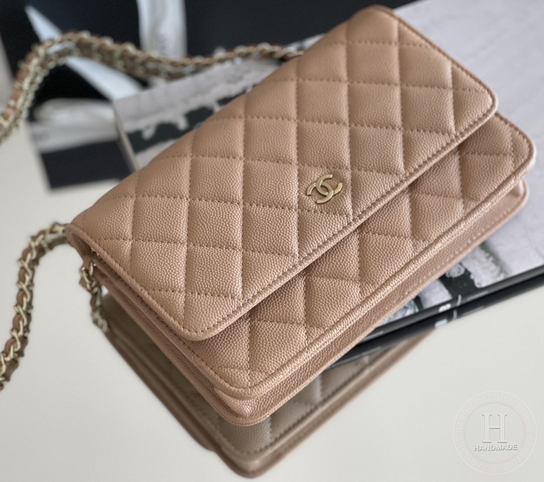 Chanel woc 12 × 19 × 4 cm 奶茶色浅金扣