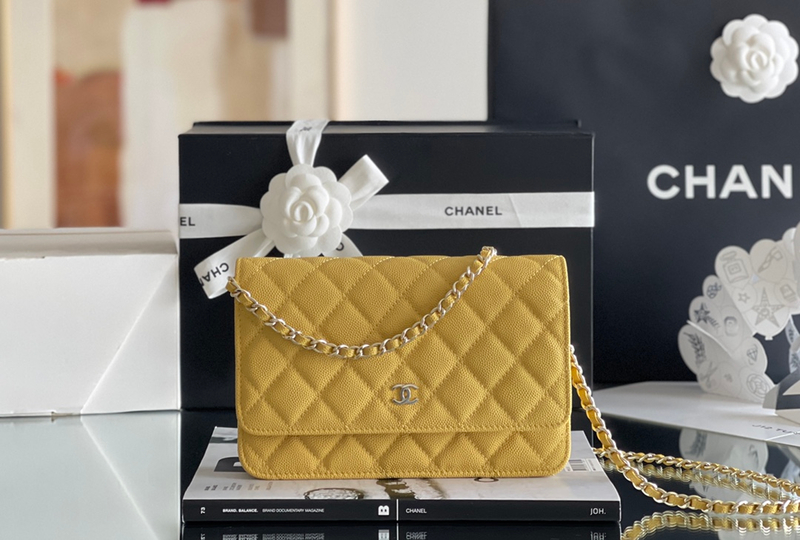 Chanel woc 12 × 19 × 4 cm 深蓝色浅金扣-4932