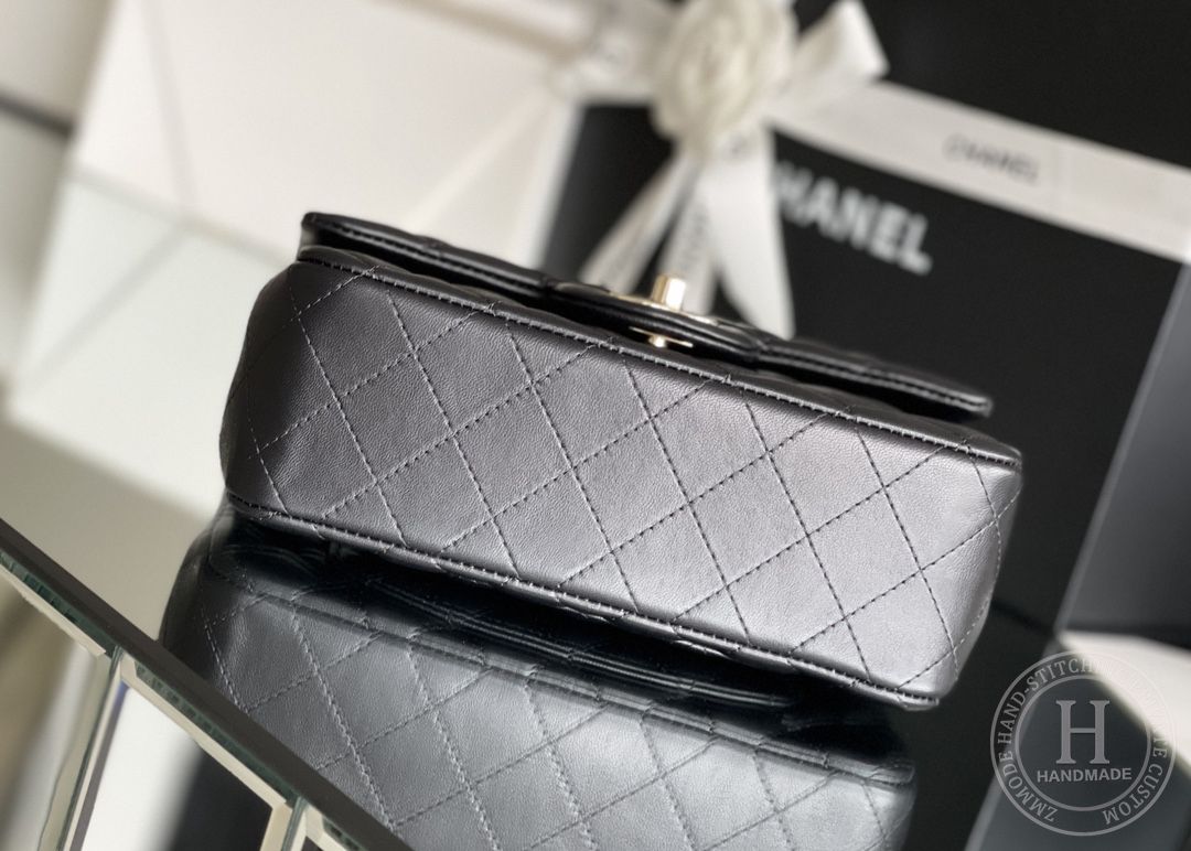 CLASSIC FLAP 12× 20 × 6 cm ZP羊皮 LEATHER 黑色玫瑰金