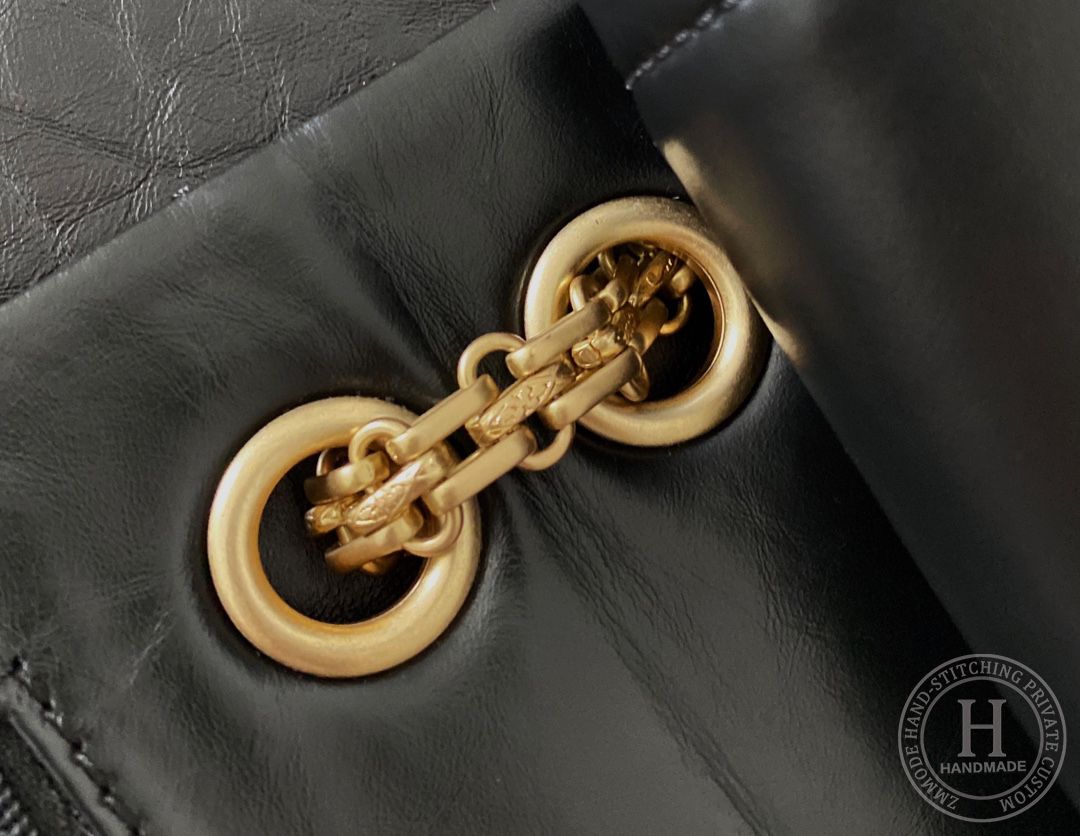 Chanel 2.55 28CM 牛皮 黑色古金扣