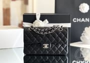 CLASSIC FLAP 23× 14.5 × 6 cm ZP LEATHER 牛仔蓝浅金扣-6490