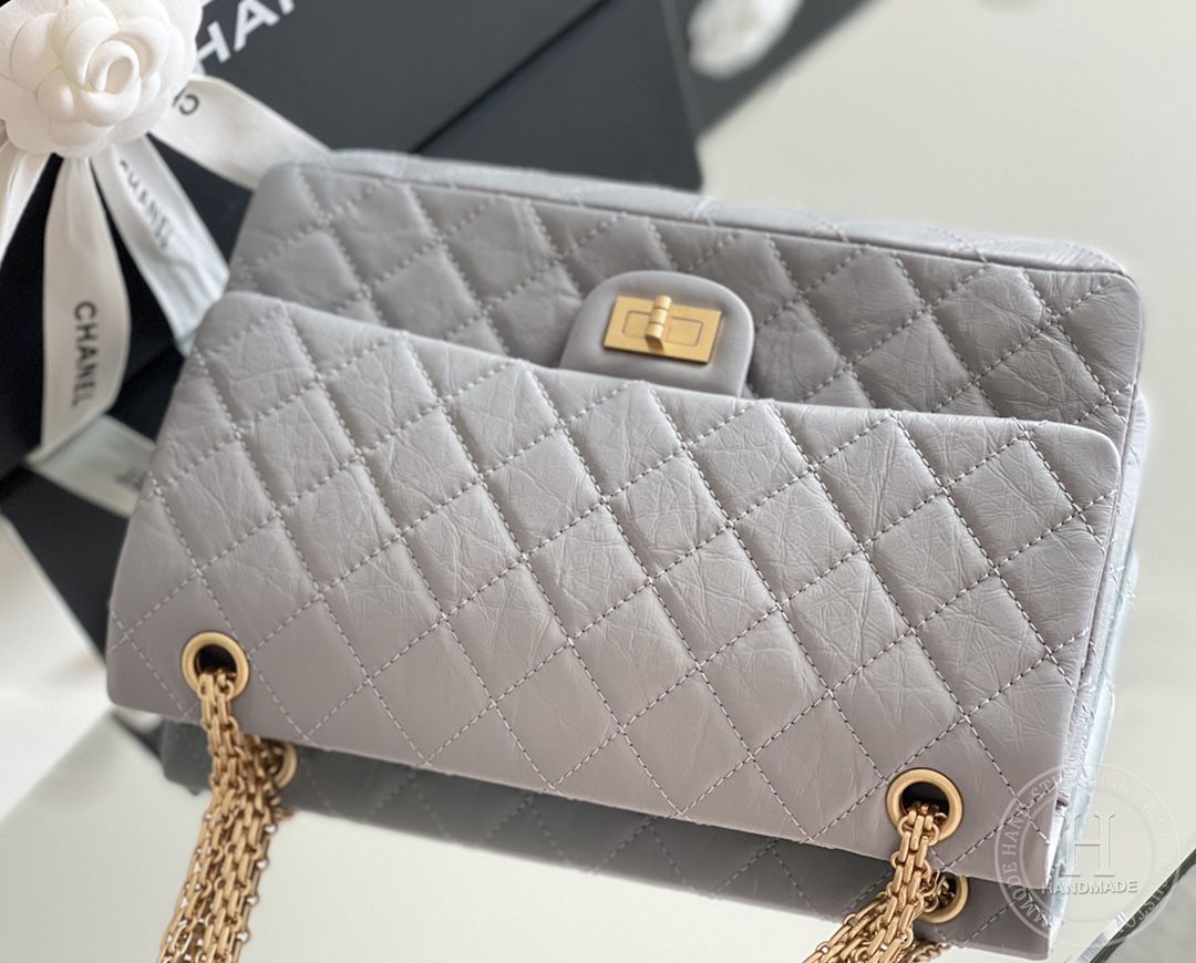 Chanel 2.55 28CM 牛皮 古银金扣