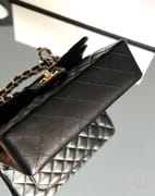 CLASSIC FLAP 23× 14.5 × 6 cm ZP羊皮LEATHER 黑色银扣-7482