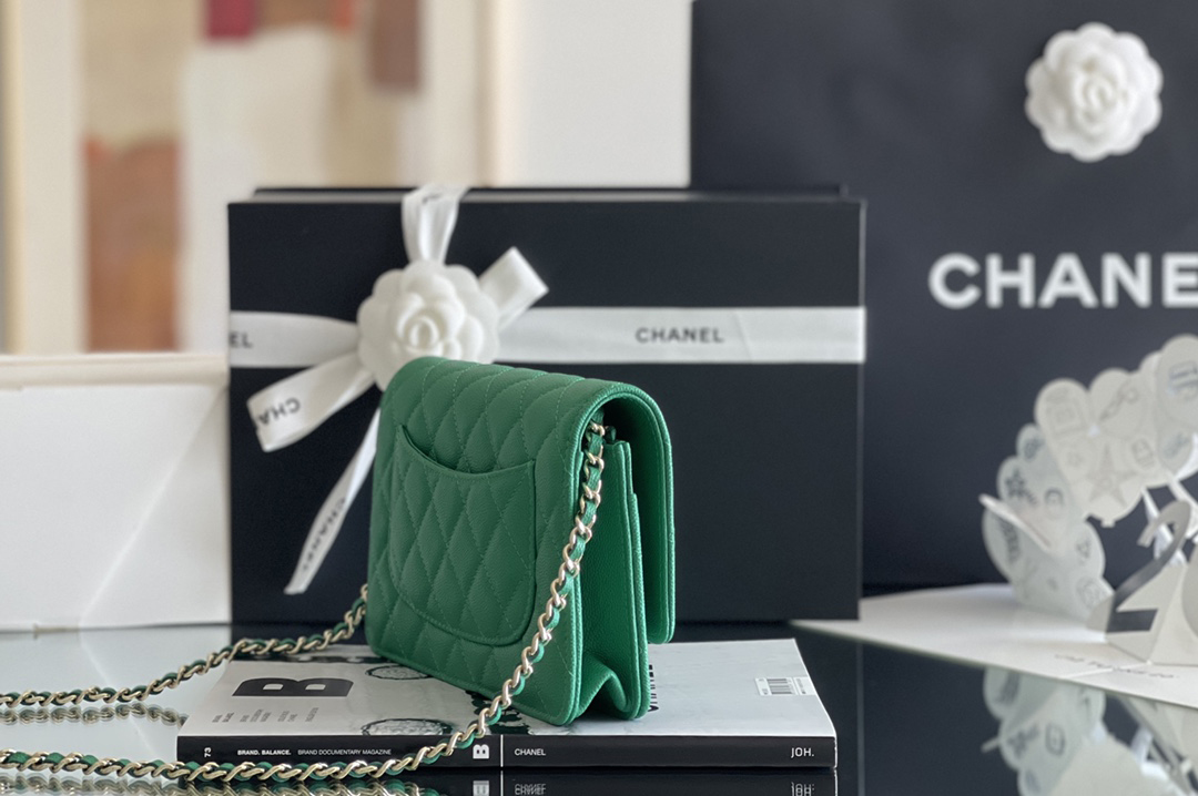 Chanel woc 12 × 19 × 4 cm 绿色浅金扣