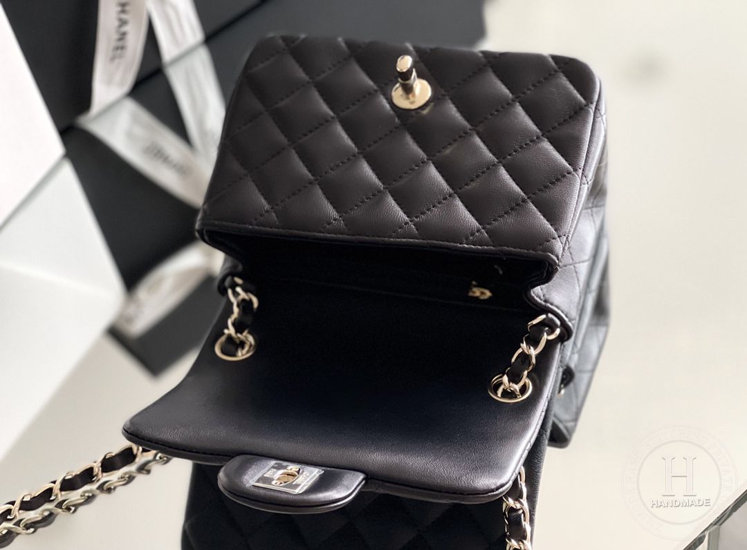Mini Square Flap CLASSIC FLAP 13.5 × 17 × 8 cm GR羊皮 LEATHER 雾霾蓝-6129