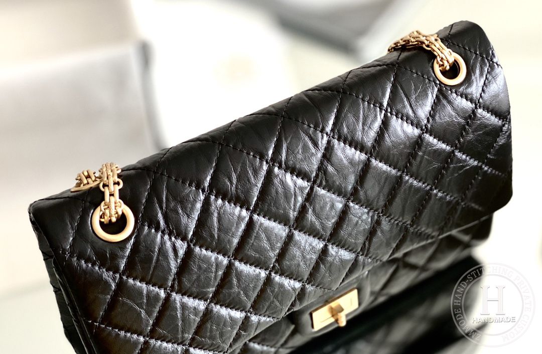 Chanel 2.55 28CM 牛皮 灰色古金扣-7395