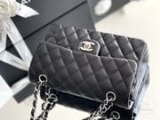 CLASSIC FLAP 23× 14.5 × 6 cm ZP LEATHER 牛仔蓝浅金扣-6490