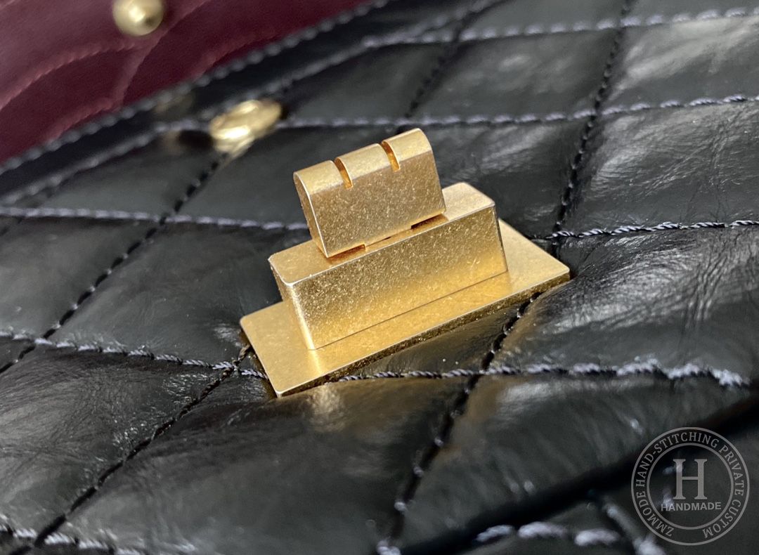 Chanel 2.55 28CM 牛皮 黑色砂金扣