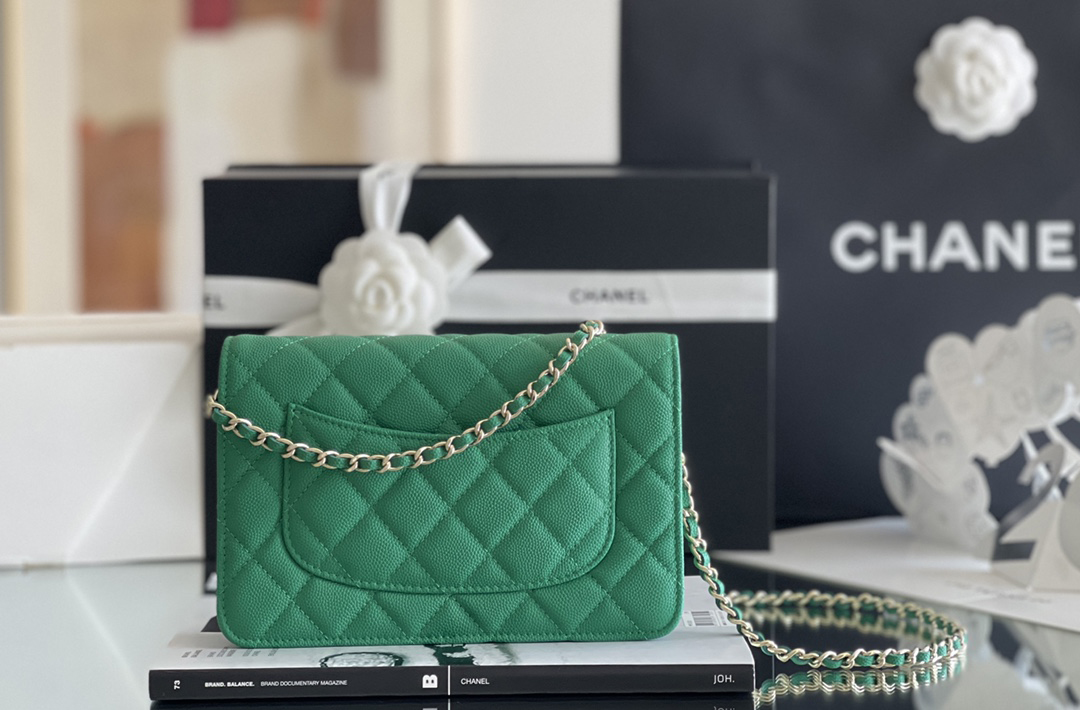 Chanel woc 12 × 19 × 4 cm 绿色浅金扣