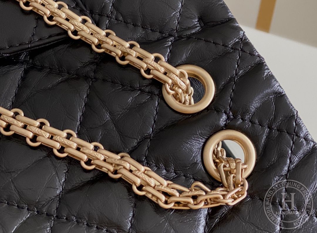 Chanel 2.55 28CM 牛皮 黑色砂金扣