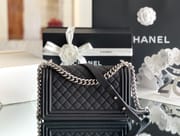Chanel Leboy-25× 14.5×8cm 电光蓝V纹浅金扣-6268