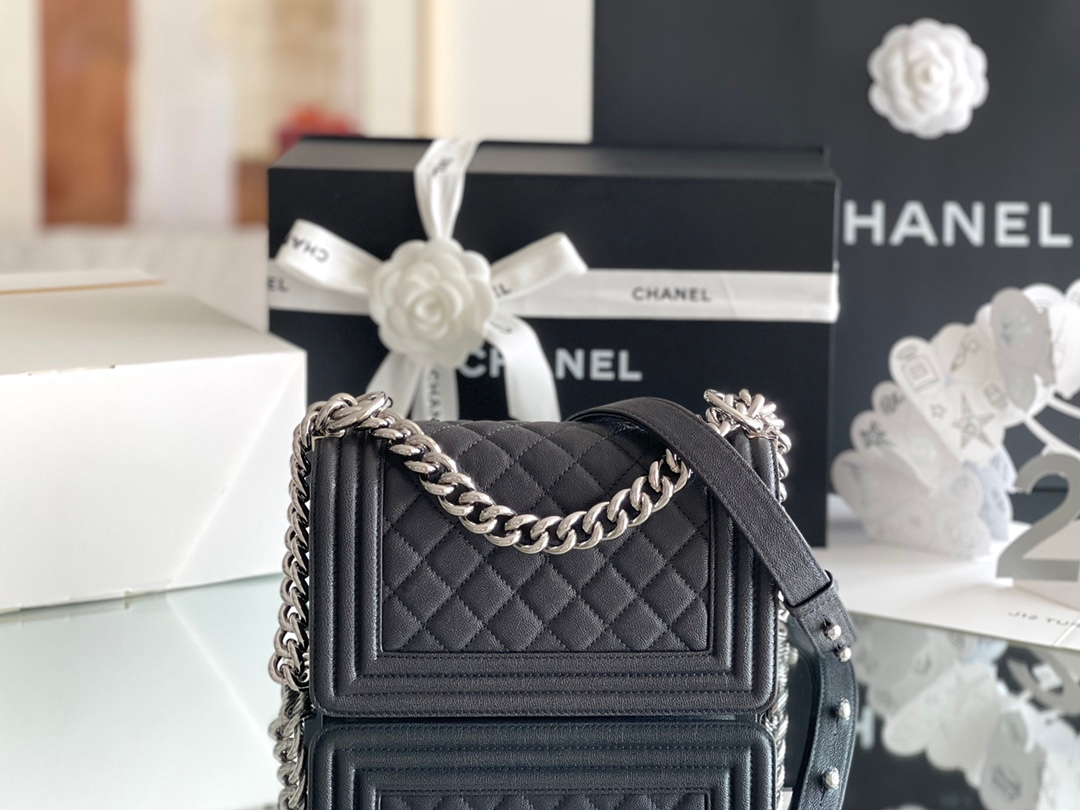 Chanel Leboy-25× 14.5×8cm 炭灰亮银扣-6960