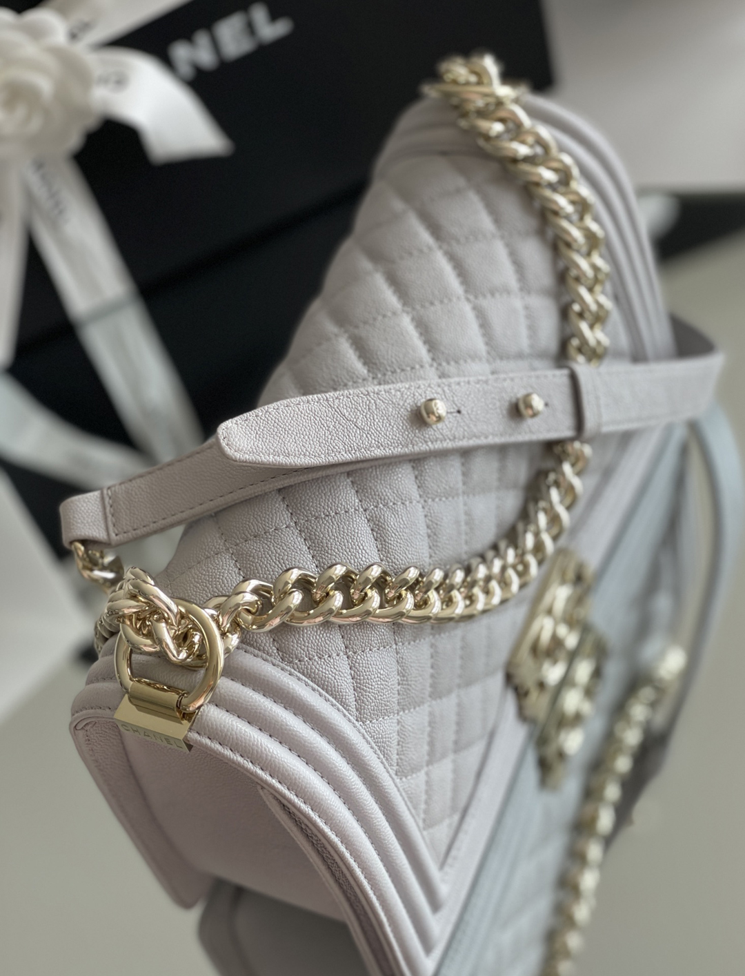 Chanel Leboy-25× 14.5×8cm 冰川灰浅金扣 Chanel Leboy-25× 14.5×8cm 冰川灰浅金扣