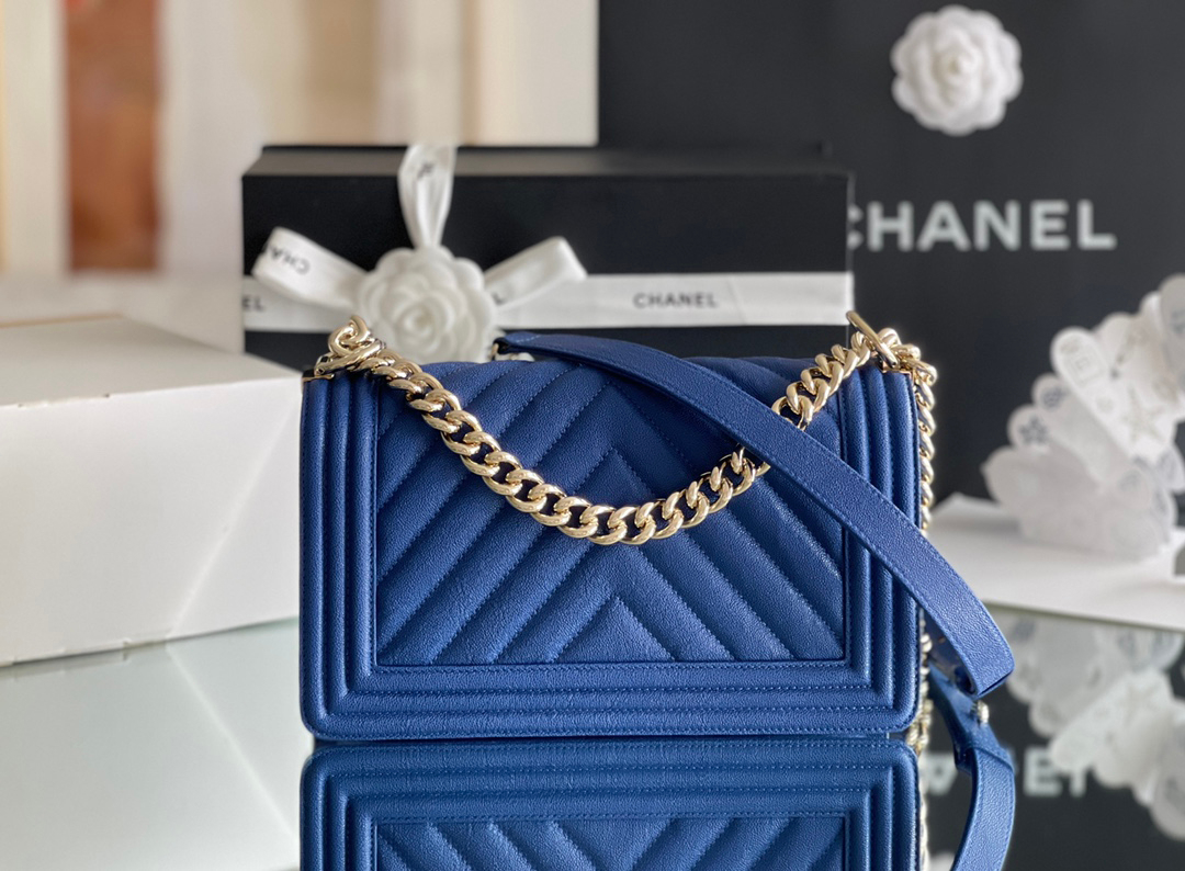 Chanel Leboy-25× 14.5×8cm 肉粉色V纹浅金扣-5928