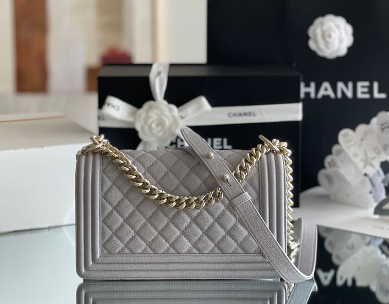 Chanel Leboy-25× 14.5×8cm 碳灰亮银扣-7330
