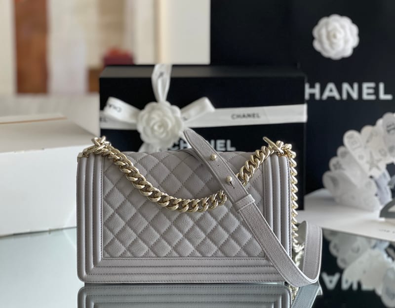 Chanel Leboy-25× 14.5×8cm 碳灰亮银扣-7330