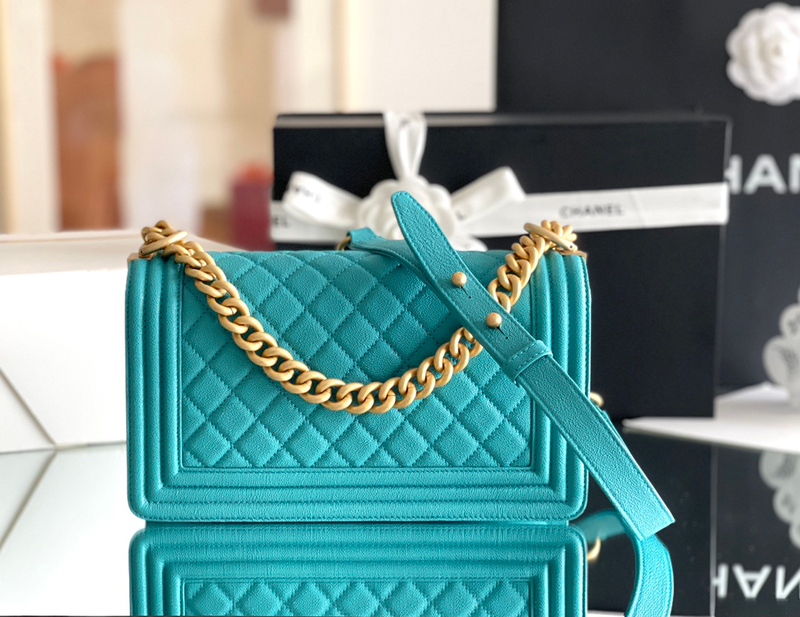 Chanel Leboy-25× 14.5×8cm 冰川灰浅金扣-7982