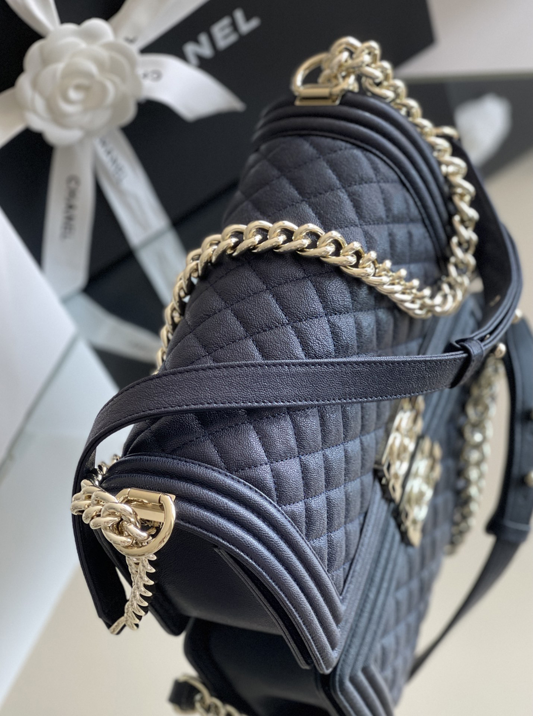 Chanel Leboy-25× 14.5×8cm 湖水绿复古金扣-8838 Chanel Leboy-25× 14.5×8cm 湖水绿复古金扣-8838