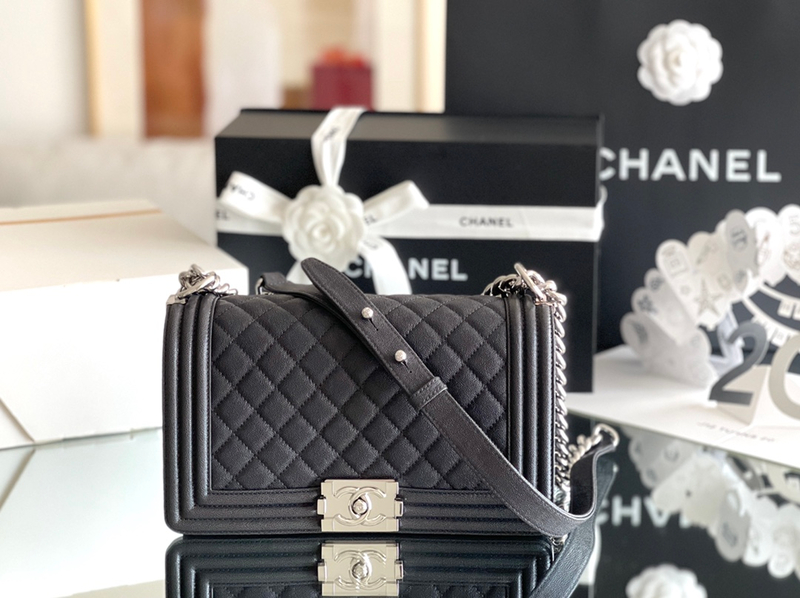 Chanel Leboy-25× 14.5×8cm 电光蓝V纹浅金扣-6268