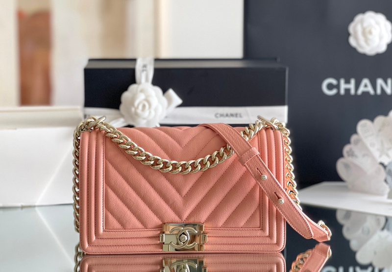 Chanel Leboy-25× 14.5×8cm V纹BLACK浅金扣-5504