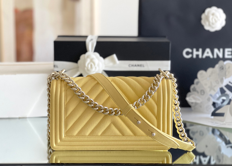 Chanel Leboy-25× 14.5×8cm Apricot 浅金扣-3647