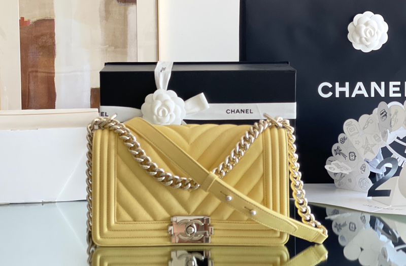 Chanel Leboy-25× 14.5×8cm Apricot 浅金扣-3647