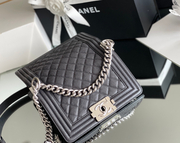 Chanel Leboy-25× 14.5×8cm 炭灰亮银扣-6960