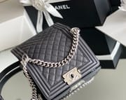 Chanel Leboy-25× 14.5×8cm 炭灰亮银扣-6960