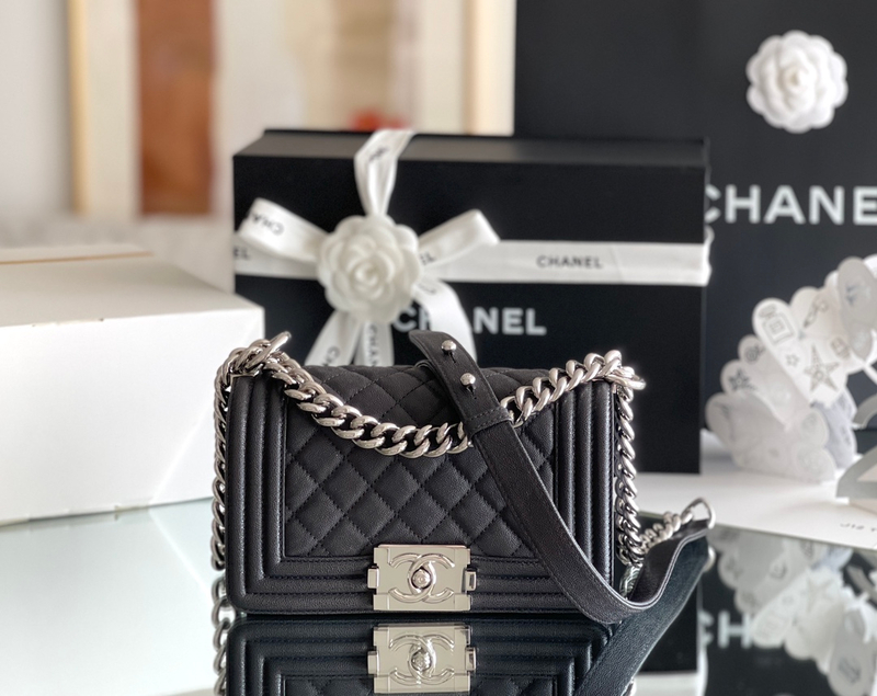 Chanel Leboy-25× 14.5×8cm 炭灰亮银扣-6960