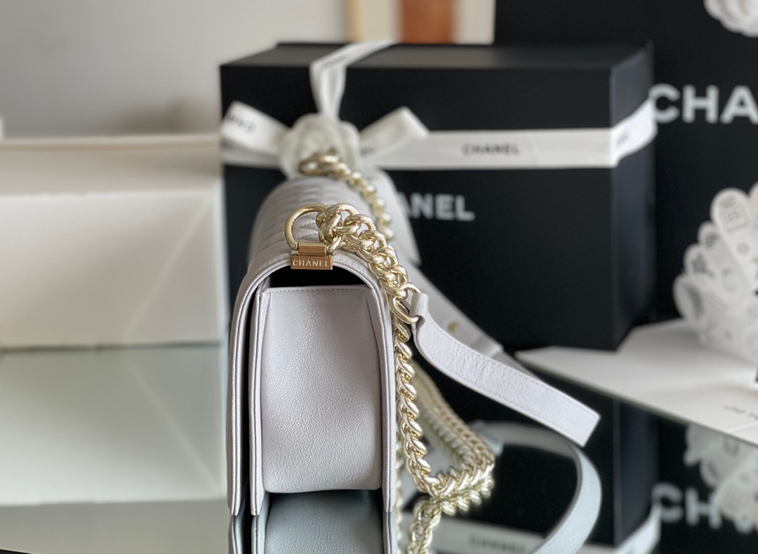 Chanel Leboy-25× 14.5×8cm 碳灰亮银扣-7330
