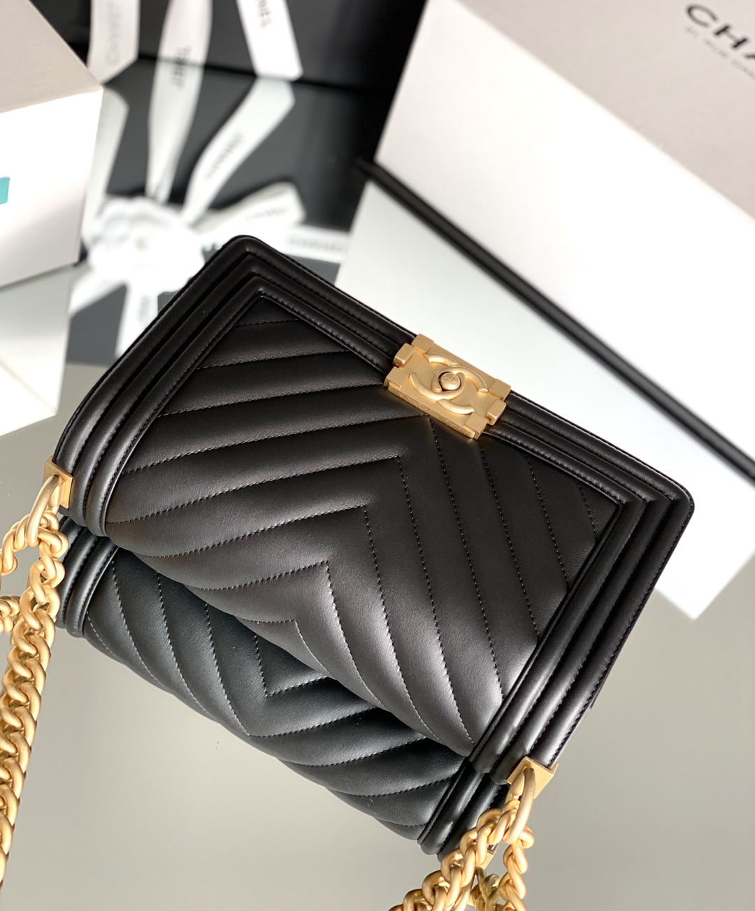 Chanel Leboy 25×14.5×8cm V纹black Chanel Leboy 25×14.5×8cm V纹black