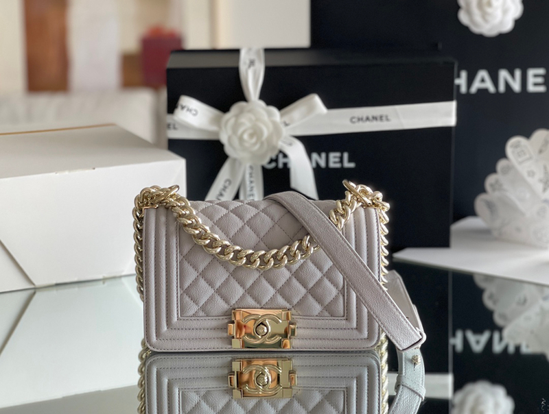 Chanel Leboy-20× 12×7cm 冰川白浅金扣