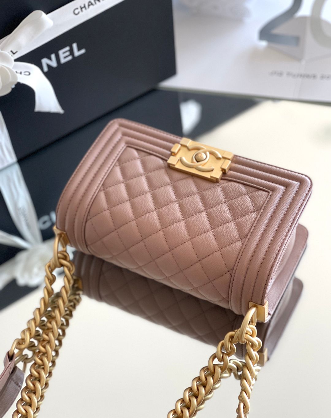 Chanel leboy 20× 12×7cm 松石绿砂金扣-6650