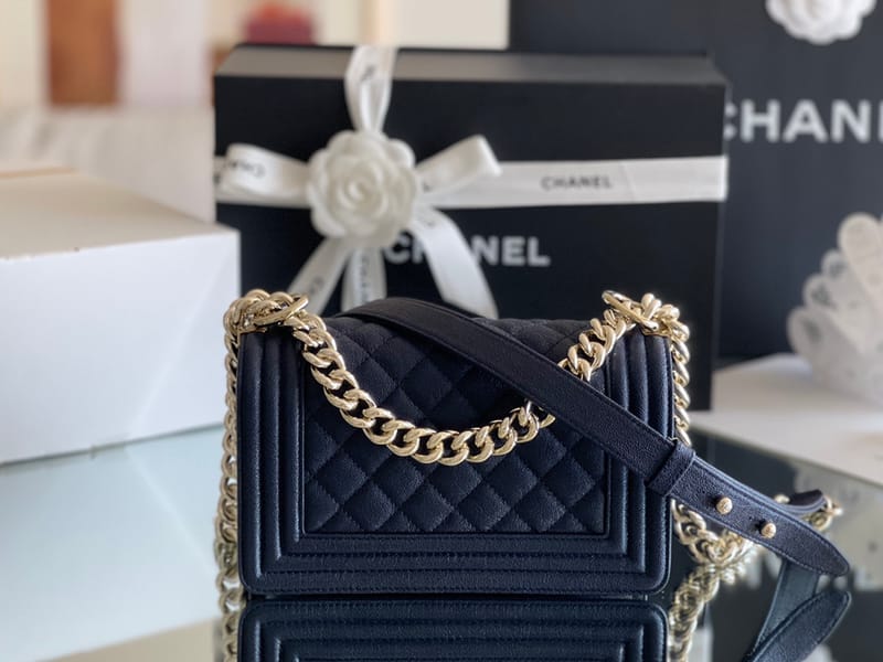 Chanel Leboy-20× 12×7cm 冰川白浅金扣-3611