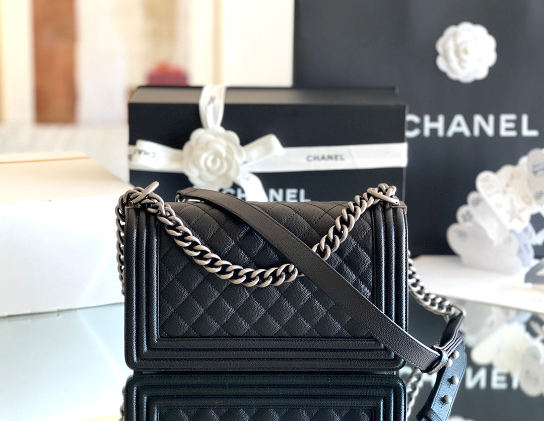 Chanel Leboy-25× 14.5×8cm 杏色砂金扣-9911