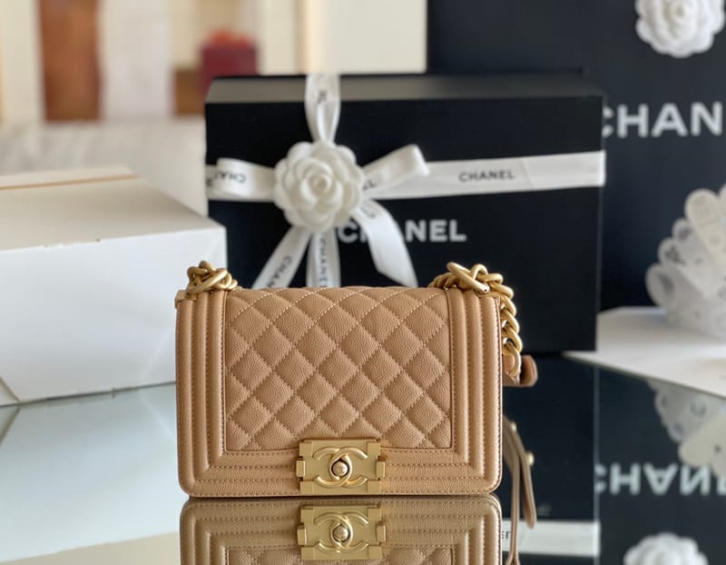 Chanel leboy 20× 12×7cm 酒红色砂金扣-7072