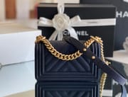 Chanel Leboy-20× 12×7cm 午夜蓝浅金扣-6545