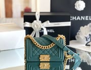 Chanel leboy 20× 12×7cm 绿色砂金扣-6438